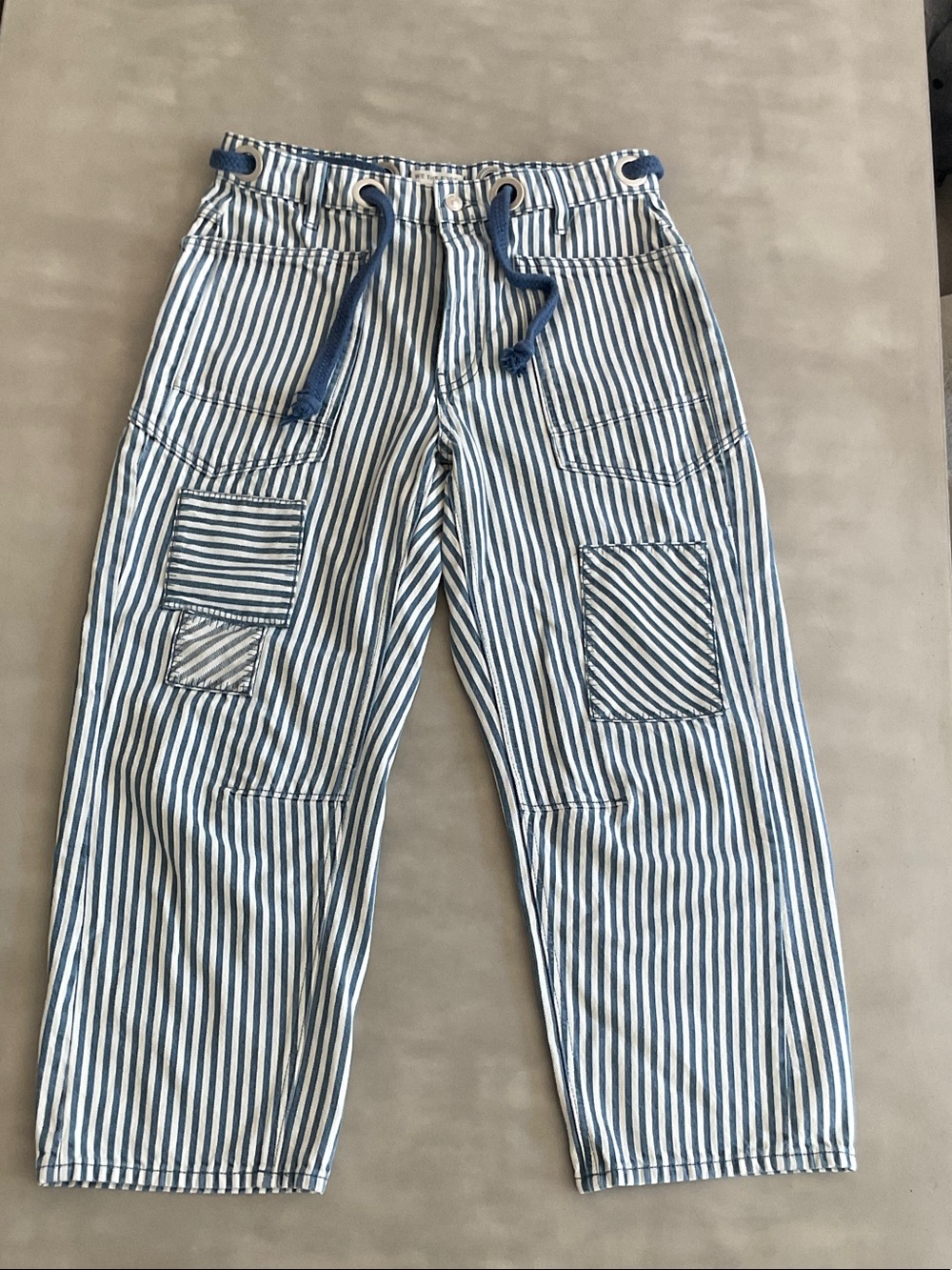 We The Free Blue and White Striped Cargo Pants